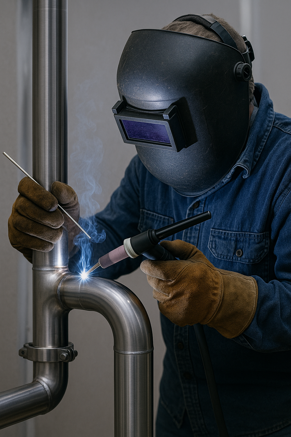 Pipe welding truck at a Miami job site